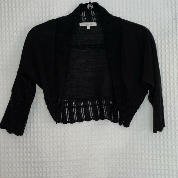Charlottee Russe Black cardigan crop sweater. Size M - Picture 4 of 4